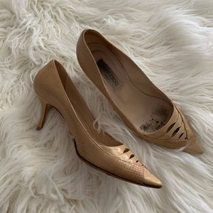 Jimmy Choo kitten heal snake nude pump